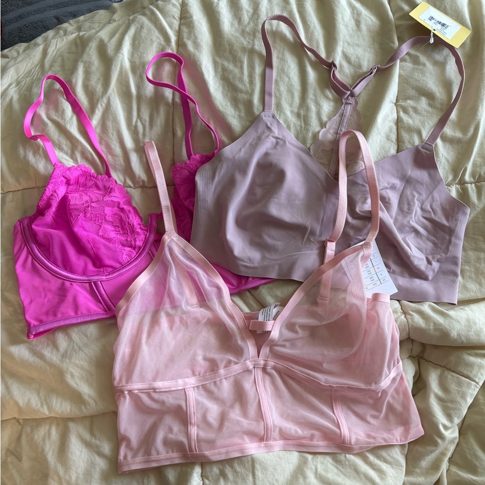 Women's Pink and Purple Bralette Set